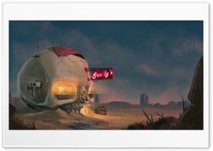 Skull Bar In Desert 4K UHD Wallpaper for Widescreen and UltraWide Desktop, UltraHD TV, Smartphone, Tablet