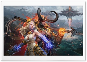 Skyforge game, Demon and Divine Ultra HD Wallpaper for 4K UHD Widescreen desktop, tablet & smartphone