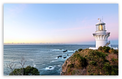 Small Lighthouse On The Coast UltraHD Wallpaper for HD 16:9 ; Widescreen 16:10 5:3 ; Fullscreen 5:4 ; Tablet 1:1 ;