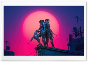 Snipers, Girls, Sunset, Digital Art 4K UHD Wallpaper for Widescreen and UltraWide Desktop, UltraHD TV, Smartphone, Tablet