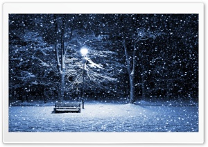 Snow Bench Lamppost Ultra HD Wallpaper for 4K UHD Widescreen desktop, tablet & smartphone