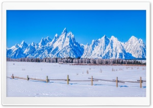 Snow covered mountains in Grand Teton National Park, Wyoming 4K UHD Wallpaper for Widescreen and UltraWide Desktop, UltraHD TV, Smartphone, Tablet