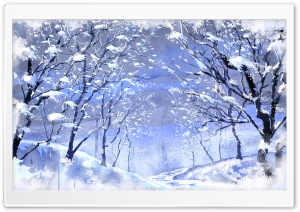Snow Covered Trees Painting Ultra HD Wallpaper for 4K UHD Widescreen desktop, tablet & smartphone