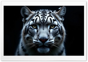 Snow Leopard Portrait in Low Light 4K UHD Wallpaper for Widescreen and UltraWide Desktop, UltraHD TV, Smartphone, Tablet