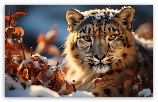 Snow Leopard Wild Animal Close-up, Winter UltraHD Wallpaper for UHD 16:9 ; HD 16:9 ; UltraWide 21:9 24:10 ; Widescreen 16:10 5:3 ; Fullscreen 4:3 5:4 3:2 ; Tablet 1:1 ;