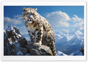 Snow Leopards in their Natural Habitat Digital Art Ultra HD Wallpaper for 4K UHD Widescreen Desktop, Lockscreen, Screensaver, TV, Tablet, Smartphone