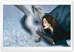 Snow White and her Horse Illustration Ultra HD Wallpaper for 4K UHD Widescreen desktop, tablet & smartphone