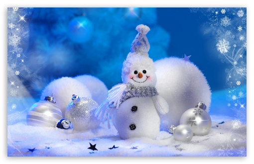 Snowman New Year Holiday UltraHD Wallpaper for Widescreen 16:10 ;