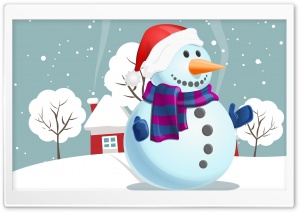 Snowman, Winter Illustration Ultra HD Wallpaper for 4K UHD Widescreen desktop, tablet & smartphone