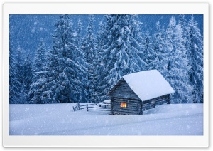 Snowy Forest Cabin Ultra HD Wallpaper for 4K UHD Widescreen desktop, tablet & smartphone