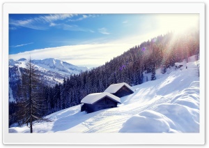 Snowy Mountain Cottage Ultra HD Wallpaper for 4K UHD Widescreen desktop, tablet & smartphone