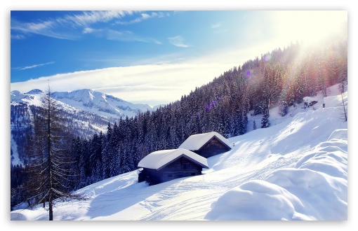 Snowy Mountain Cottage Ultra HD Desktop Background Wallpaper for 4K UHD ...