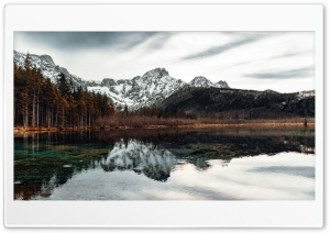 Snowy Mountains Lake Late Autumn 4K UHD Wallpaper for Widescreen and UltraWide Desktop, UltraHD TV, Smartphone, Tablet