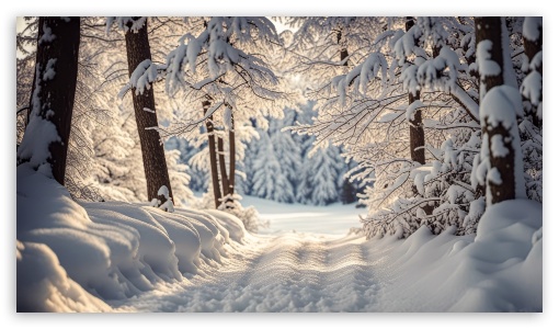 Snowy Path, Winter UltraHD Wallpaper for UHD 16:9 ; HD 16:9 ;