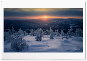 Snowy Splendor, A Winter Landscape in Lapland Ultra HD Wallpaper for 4K UHD Widescreen Desktop, Lockscreen, Screensaver, TV, Tablet, Smartphone