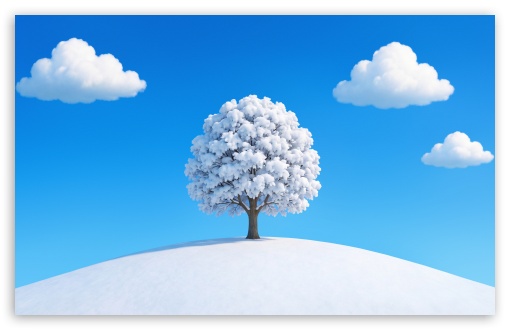 Snowy Tree on a Hill in Winter UltraHD Wallpaper for UHD 16:9 ; HD 16:9 ; UltraWide 21:9 24:10 ; Widescreen 16:10 ; Tablet 1:1 ; Mobile 9:16 9:19.5 9:20 9:21 9:22 ;