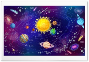 Solar System Illustration Ultra HD Wallpaper for 4K UHD Widescreen Desktop, Lockscreen, Screensaver, TV, Tablet, Smartphone