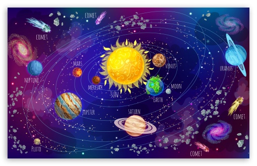 Solar System Illustration UltraHD Wallpaper for UHD 16:9 ; HD 16:9 ; UltraWide 21:9 24:10 32:9 32:10 ; Widescreen 16:10 5:3 ; Fullscreen 3:2 ; Tablet 1:1 ; Dual 16:10 5:3 16:9 ;