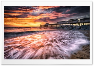 Southwold Pier, Beautiful Sunset Beach Ultra HD Wallpaper for 4K UHD Widescreen desktop, tablet & smartphone