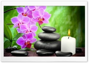 Spa, Candle, Orchid Flowers Ultra HD Wallpaper for 4K UHD Widescreen desktop, tablet & smartphone