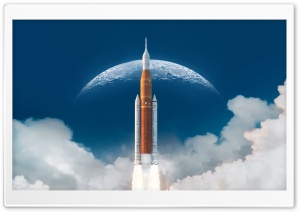 Space Shuttle Launch Moon Ultra HD Wallpaper for 4K UHD Widescreen desktop, tablet & smartphone