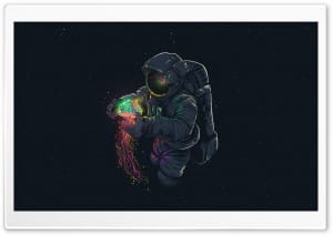 Spaceman Exploring Universe in Deep Space Cosmic Illustration 4K UHD Wallpaper for Widescreen and UltraWide Desktop, UltraHD TV, Smartphone, Tablet