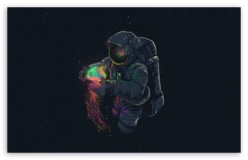 Spaceman Exploring Universe in Deep Space Cosmic Illustration UltraHD Wallpaper for UHD 16:9 ; HD 16:9 ; UltraWide 21:9 24:10 32:9 32:10 ; Widescreen 16:10 ; Tablet 1:1 ; Mobile 9:16 9:19.5 9:20 ; Dual 16:10 16:9 ;
