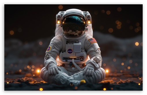 Spaceman Meditating on the Moon UltraHD Wallpaper for UHD 16:9 ; HD 16:9 ; UltraWide 21:9 24:10 32:9 32:10 ; Widescreen 16:10 5:3 ; Fullscreen 4:3 5:4 3:2 ; Tablet 1:1 ; Mobile 9:16 9:19.5 9:20 10:16 2:3 3:5 3:4 ; Dual 16:10 5:3 16:9 4:3 5:4 3:2 ;