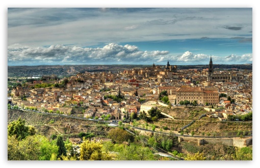 Spain Houses Toledo Clouds UltraHD Wallpaper for HD 16:9 ; Widescreen 16:10 5:3 ; Fullscreen 4:3 ;