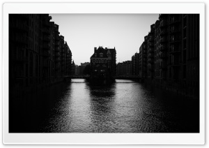 Speicherstadt Canal Elbe River Hamburg Germany 4K UHD Wallpaper for Widescreen and UltraWide Desktop, UltraHD TV, Smartphone, Tablet