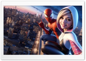 Spider-Man and Gwen Stacy Selfie Ultra HD Wallpaper for 4K UHD Widescreen Desktop, Lockscreen, Screensaver, TV, Tablet, Smartphone