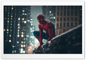 Spider-man, City, Superhero, Snowing, Urban, Buildings 4K UHD Wallpaper for Widescreen and UltraWide Desktop, UltraHD TV, Smartphone, Tablet