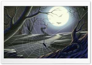 Spider Web Full Moon Hallowmas Halloween Ultra HD Wallpaper for 4K UHD Widescreen desktop, tablet & smartphone
