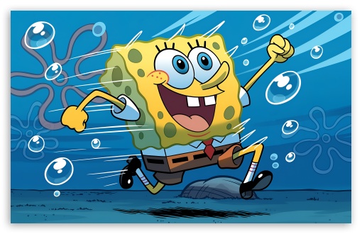 Spongebob Squarepants Running UltraHD Wallpaper for UHD 16:9 ; HD 16:9 ; UltraWide 21:9 24:10 ; Widescreen 16:10 ; Tablet 1:1 ;