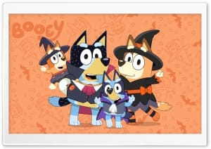 Spooky Cute Bluey Family Halloween 4K UHD Wallpaper for Widescreen and UltraWide Desktop, UltraHD TV, Smartphone, Tablet