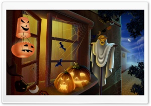 Spooky House Bats Scary Pumpkin Spider Web Hallowmas Halloween Ultra HD Wallpaper for 4K UHD Widescreen desktop, tablet & smartphone