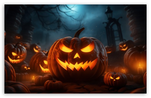 Spooky Outdoor Jack O Lanterns Halloween UltraHD Wallpaper for UHD 16:9 ; HD 16:9 ; UltraWide 21:9 24:10 32:9 32:10 ; Widescreen 16:10 5:3 ; Fullscreen 4:3 5:4 3:2 ; Tablet 1:1 ; Mobile 3:4 ; Dual 16:10 5:3 16:9 4:3 5:4 3:2 ;