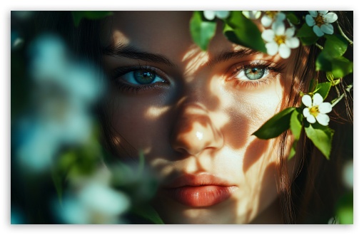 Spring Blossom Portrait of a Girl UltraHD Wallpaper for UHD 16:9 ; HD 16:9 ; UltraWide 21:9 24:10 ; Widescreen 16:10 5:3 ; Fullscreen 4:3 5:4 3:2 ; Tablet 1:1 ;