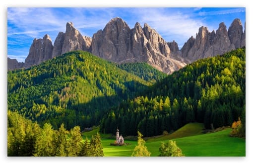 St. John Chapel Autumn, Dolomites UltraHD Wallpaper for UHD 16:9 ; HD 16:9 ; UltraWide 21:9 24:10 32:9 32:10 ; Widescreen 16:10 ; Fullscreen 3:2 ; Tablet 1:1 ; Mobile 9:16 9:19.5 9:20 9:21 9:22 ; Dual 16:10 16:9 ; Triple 16:10 16:9 ;