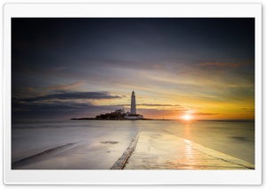 St Mary s Lighthouse Low Tide Ultra HD Wallpaper for 4K UHD Widescreen desktop, tablet & smartphone