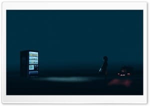 Standing in Front of a Vending Machine Illustration 4K UHD Wallpaper for Widescreen and UltraWide Desktop, UltraHD TV, Smartphone, Tablet