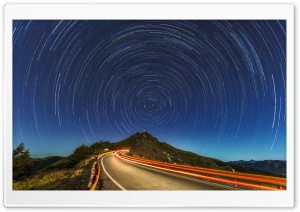 Star Trails, Mountain Road Ultra HD Wallpaper for 4K UHD Widescreen desktop, tablet & smartphone