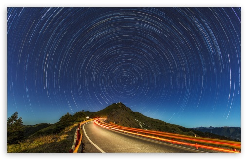 Star Trails, Mountain Road Ultra HD Desktop Background Wallpaper for 4K ...