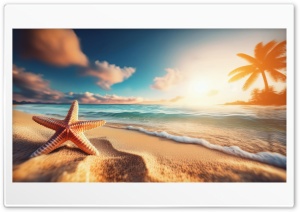 Starfish, Sandy Beach, Sea Ultra HD Wallpaper for 4K UHD Widescreen Desktop, Lockscreen, Screensaver, TV, Tablet, Smartphone