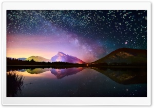 Stars Reflected In A Mountain Lake Ultra HD Wallpaper for 4K UHD Widescreen desktop, tablet & smartphone