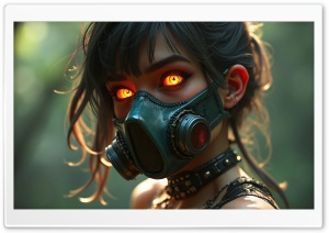 Steampunk Girl with Glowing Eyes Art Ultra HD Wallpaper for 4K UHD Widescreen Desktop, Lockscreen, Screensaver, TV, Tablet, Smartphone