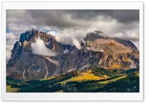 Steep Mountain Landscape Under Overcast Sky 4K UHD Wallpaper for Widescreen and UltraWide Desktop, UltraHD TV, Smartphone, Tablet
