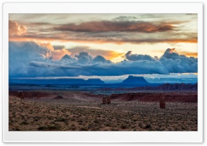 Stormclouds over Goblin Valley 4K UHD Wallpaper for Widescreen and UltraWide Desktop, UltraHD TV, Smartphone, Tablet
