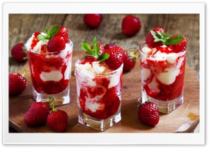 Strawberry Ice Cream Dessert Ultra HD Wallpaper for 4K UHD Widescreen desktop, tablet & smartphone