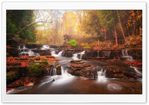 Streamfall in the Woodland, Autumn 4K UHD Wallpaper for Widescreen and UltraWide Desktop, UltraHD TV, Smartphone, Tablet